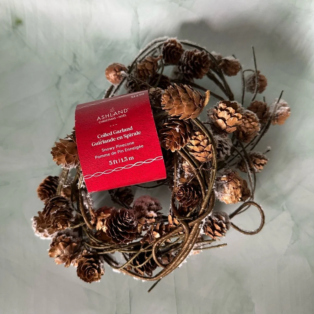 New Set of 2 Ashland Snowy Pinecone Garlands 5 ft Each | Christmas Rustic Decor